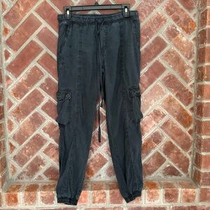 Bella Dahl Women’s Size S Black‎ Tencel Elastic Drawstring Patch Pocket Joggers